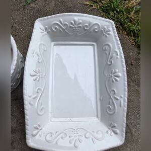 Celebrating Home Stoneware  Rectangular Serving Dish And Round